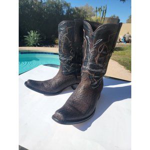 MONTANA GENUINE BULL NECK COWBOY WESTERN BOOT DARK BROWN MADE IN MEXICO Sz 101/2